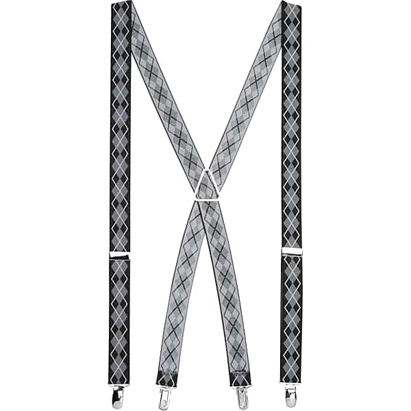 Egara Men's Clip Suspenders Black Argyle - Size: One Size