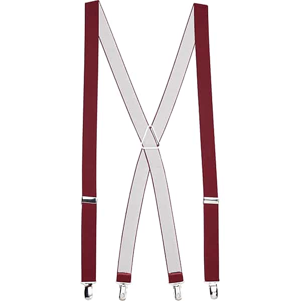 Egara Men's Adjustable Solid Clip Suspenders Burgundy Solid - Size: One Size