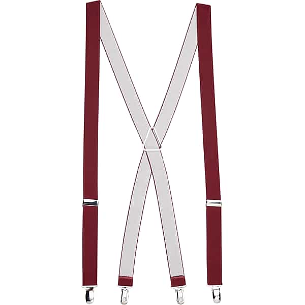 Egara Men's Clip Suspenders Burgundy Solid - Size: One Size