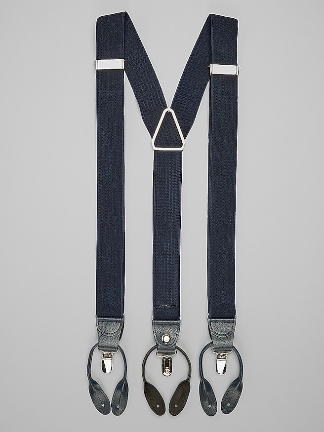 Joseph Abboud Big & Tall 35mm Solid Convertible Suspender Blue