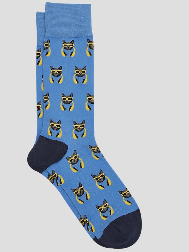 Egara Men's Cat Headphones Socks, 1-pair , Marina / Blue