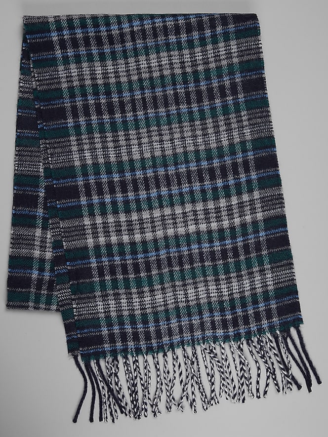 Joseph Abboud Plaid Twisted Fringe Scarf