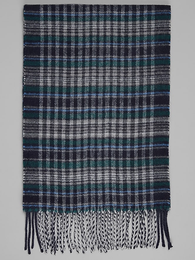 Joseph Abboud Plaid Twisted Fringe Scarf