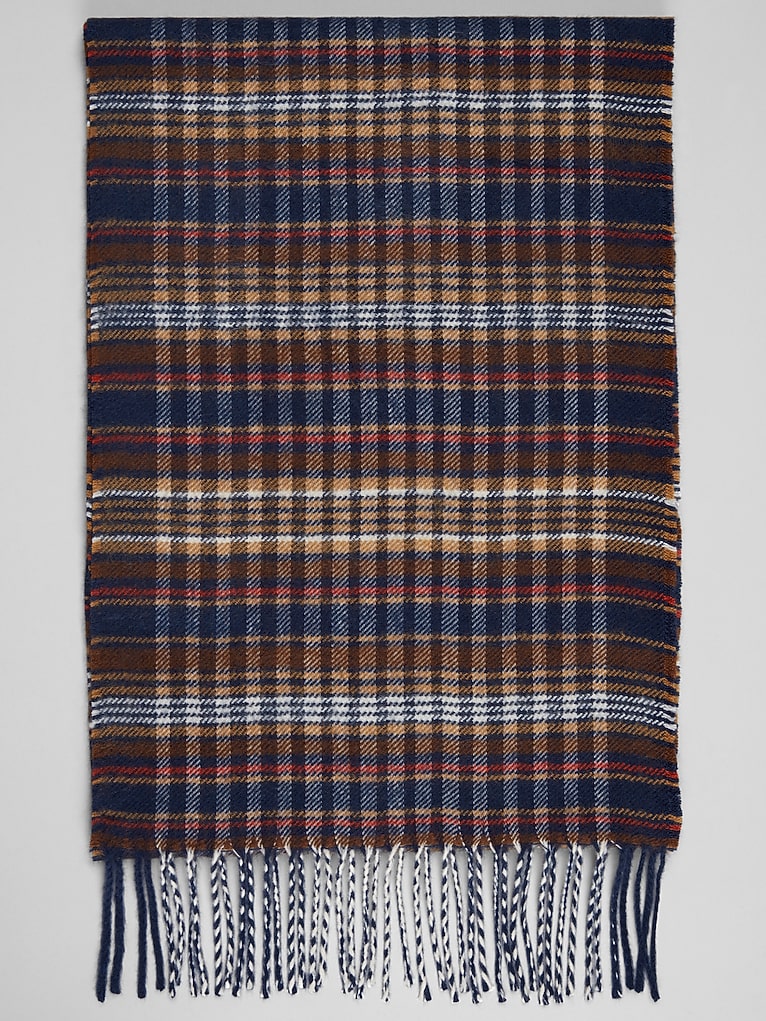 Joseph Abboud Plaid Twisted Fringe Scarf
