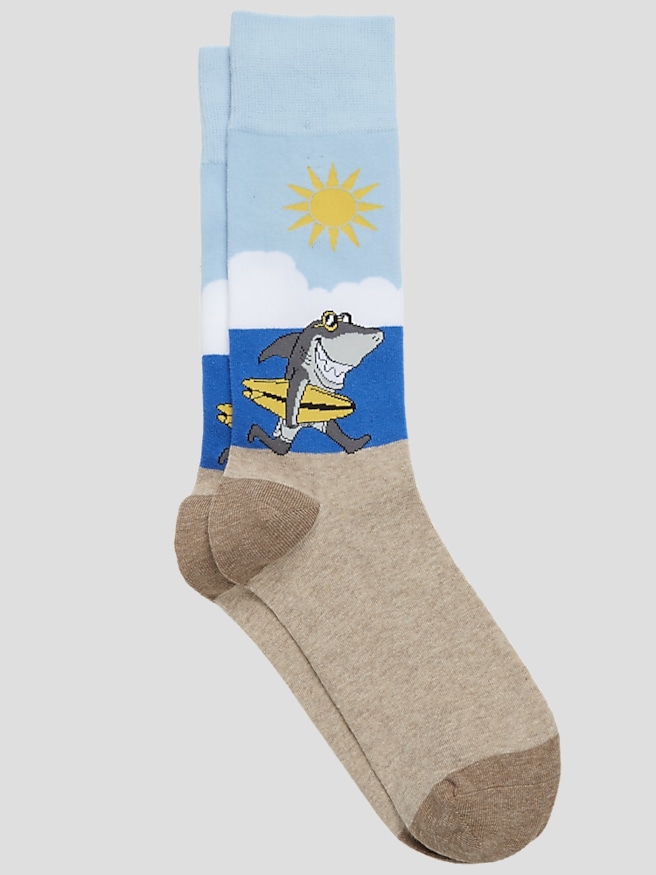 Egara Men's Surfing Shark Socks, 1-pair , Blue