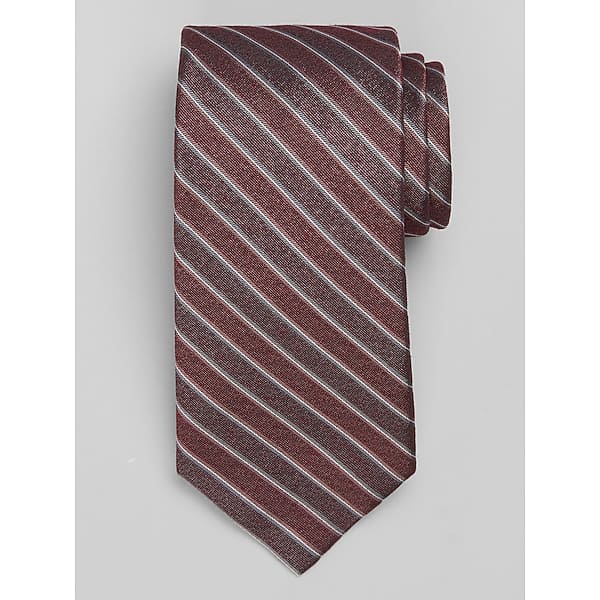 Calvin Klein Men's Stripe Tie Burgundy - Size: One Size