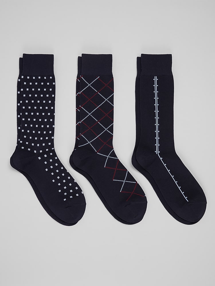 Joseph Abboud Vertical Chevron Dress Socks, 3-Pack, Navy - Blue | Socks |  Men's Wearhouse