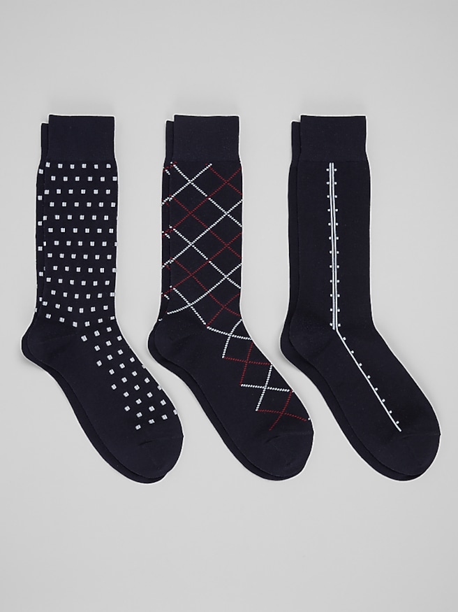 Men's Vertical Chevron Dress Socks, 3-Pack