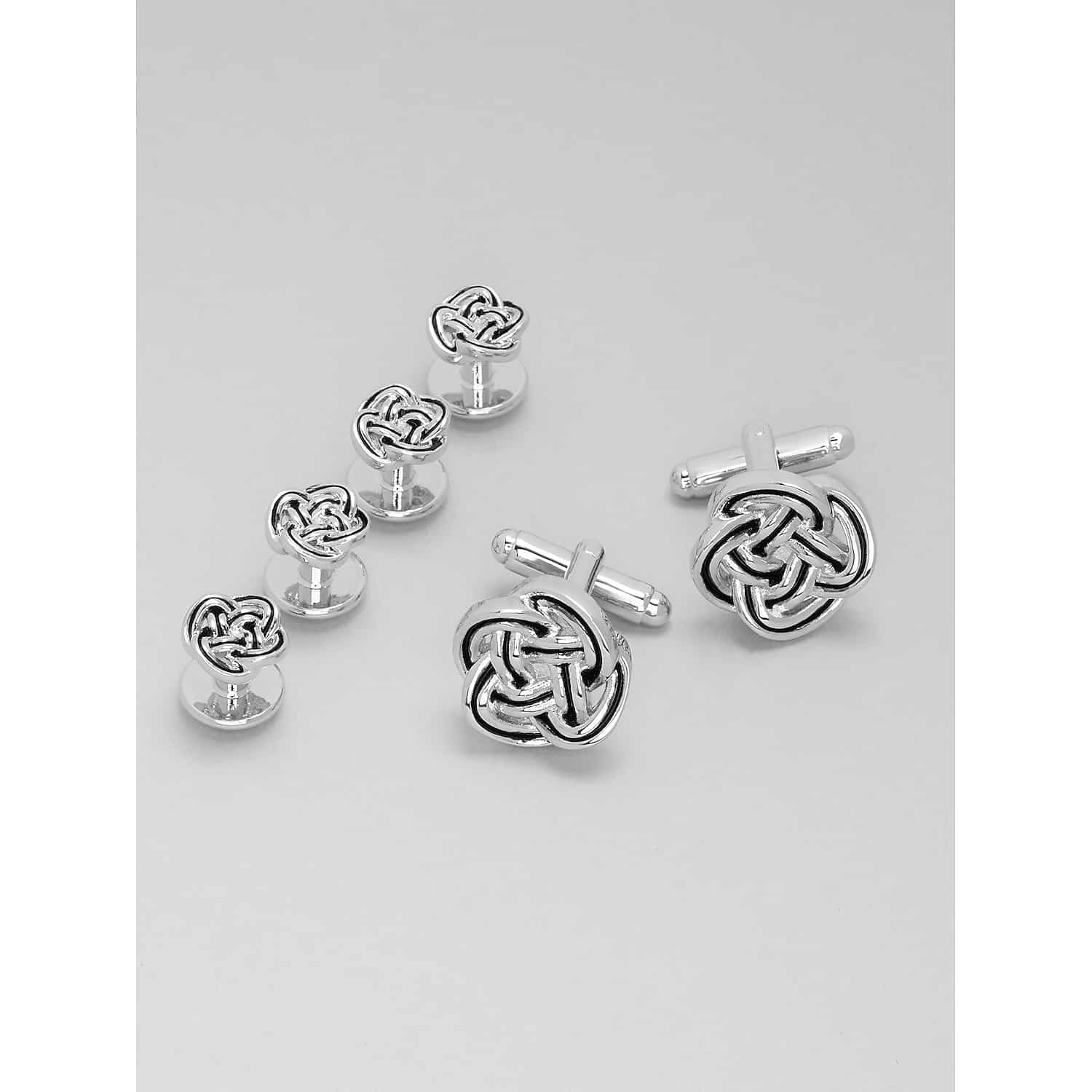 Pronto Uomo Men's IntertPurple Wined Circle Cufflink & Stud Set, Gunmetal / Metallic - Size: One Size