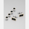 Pronto Uomo Two-Tone Rectangle Cufflink & Stud Set
