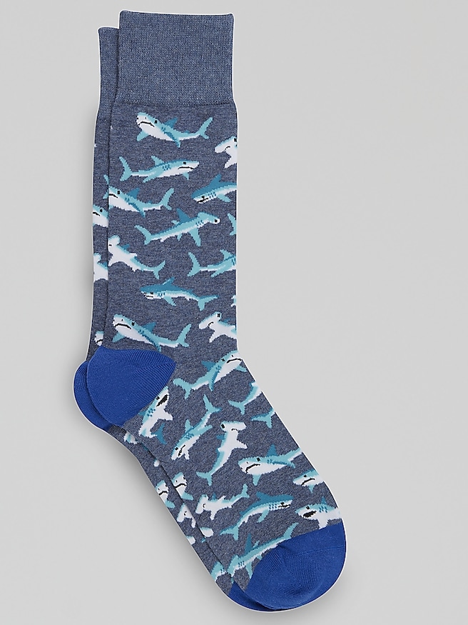 Egara Men's Shark Species Socks , Denim Heather / Blue
