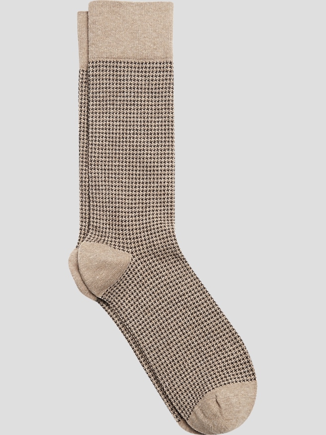 Egara Men's Houndstooth Socks, 1-pair , Tan / Brown