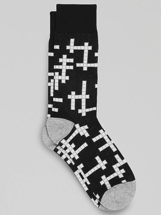 Egara Men's Crossword Puzzle Socks , Black