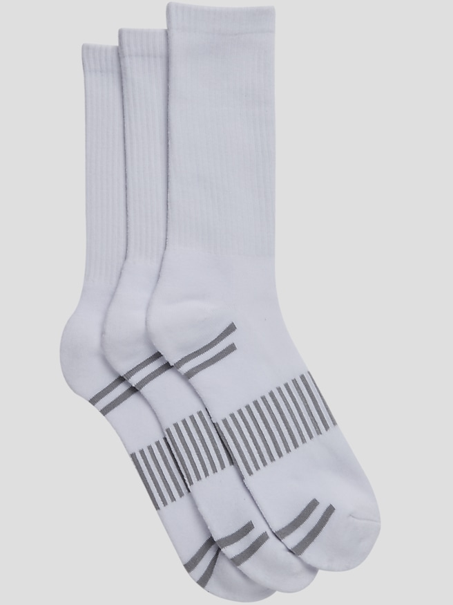 Egara Men's Crew Socks, 3-Pack , White
