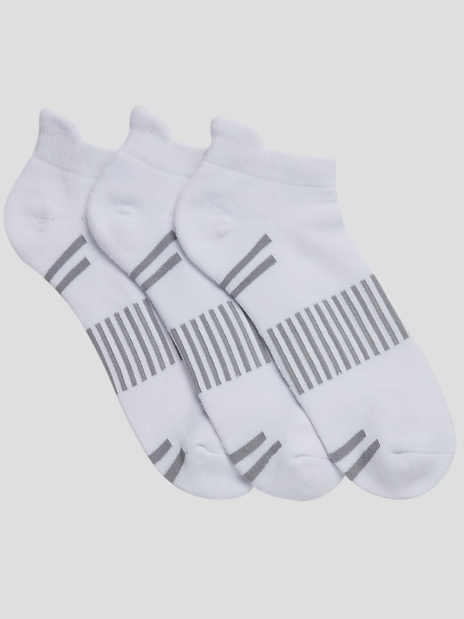 Egara Men's Stripe Low-Cut Socks, 3-Pack , White