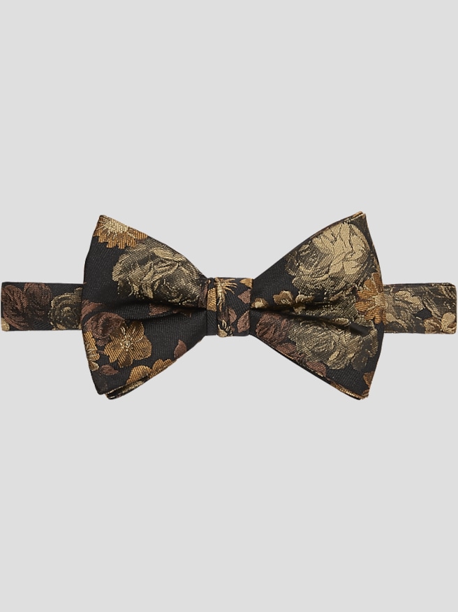 Egara Men's Tonal Floral Pre-Tied Bow Tie , Gold / Metallic