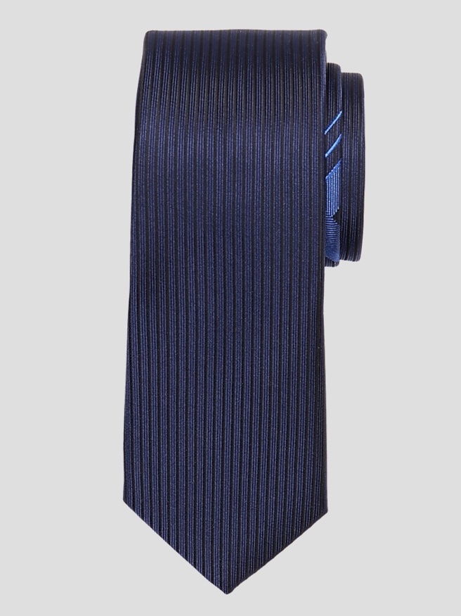 Egara Men's Narrow X Underknot Stripe Tie , Navy / Blue