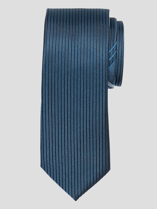 Egara Men's Narrow X Underknot Stripe Tie , Teal / Blue