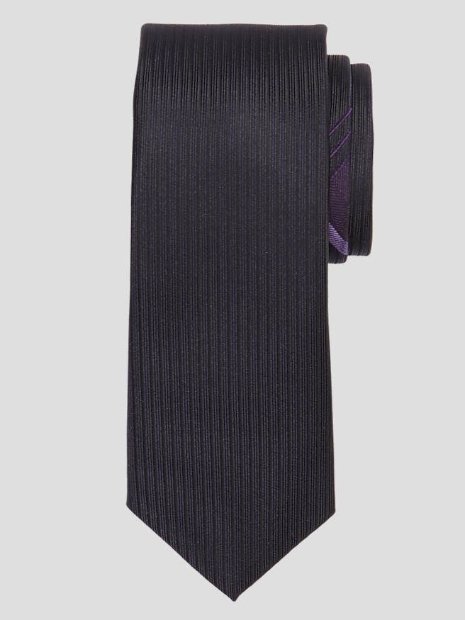 Egara Men's Narrow X Underknot Stripe Tie , Purple