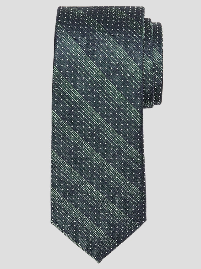 Egara Men's Narrow Starry Stripe Polka-Dot Tie , Green
