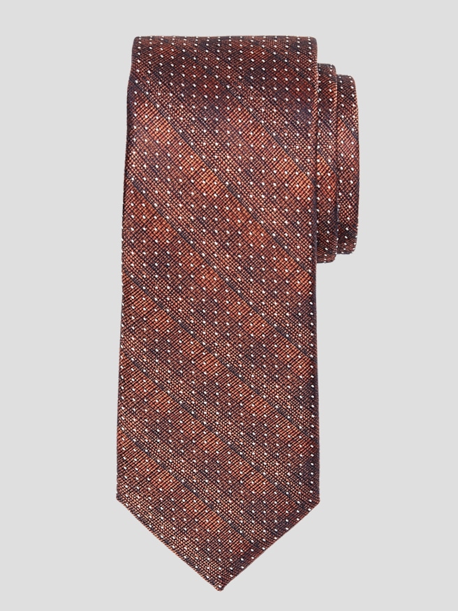 Egara Men's Narrow Starry Stripe Polka-Dot Tie , Rust / Orange