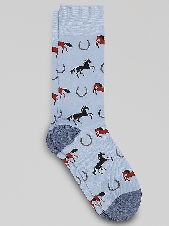 Egara Men's Horse & Horseshoe Socks , Kentucky Blue
