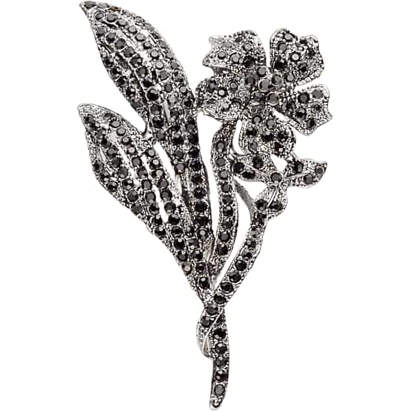 Pronto Uomo Men's Floral Crystal Lapel Pin Gunmetal - Size: One Size - Only Available at Men's Wearhouse TMW85DB80027