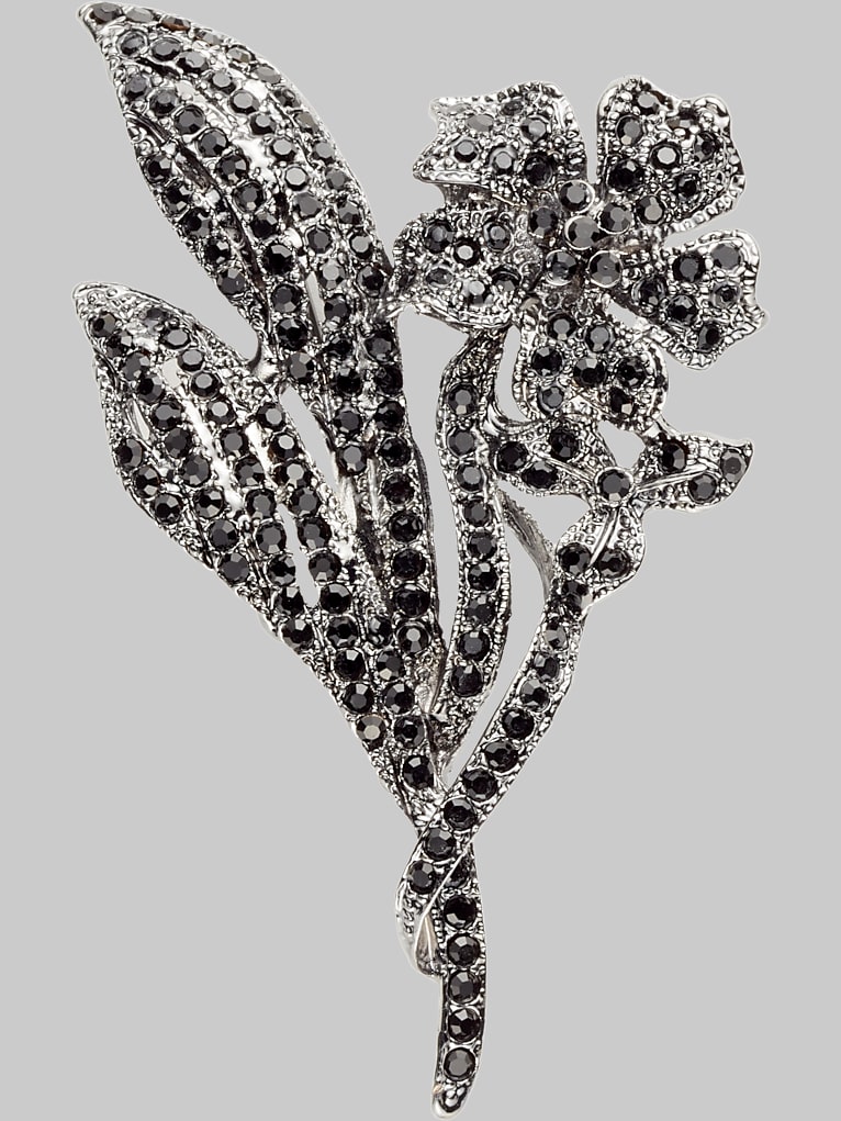 Pronto Uomo Floral Crystal Lapel Pin