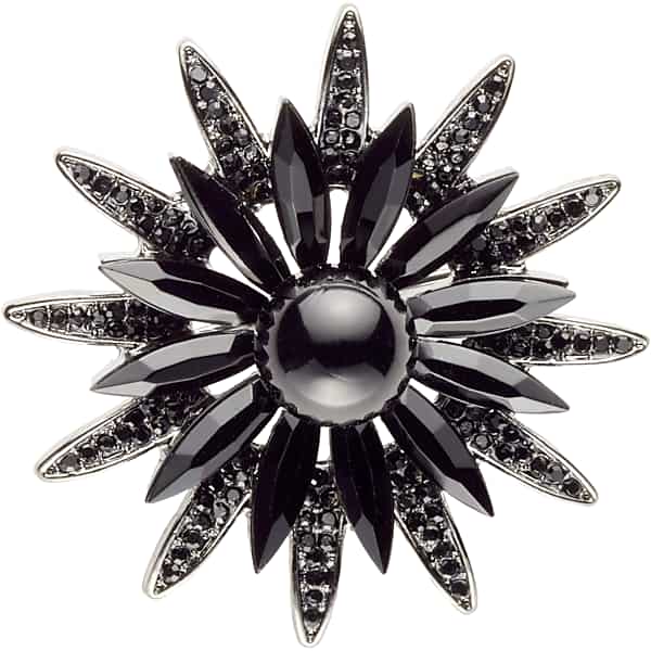 Pronto Uomo Men's Floral Crystal Bead Lapel Pin Gunmetal - Size: One Size - Only Available at Men's Wearhouse TMW85EB80027