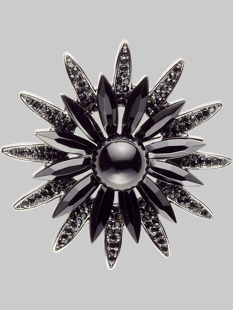 Pronto Uomo Floral Crystal Bead Lapel Pin