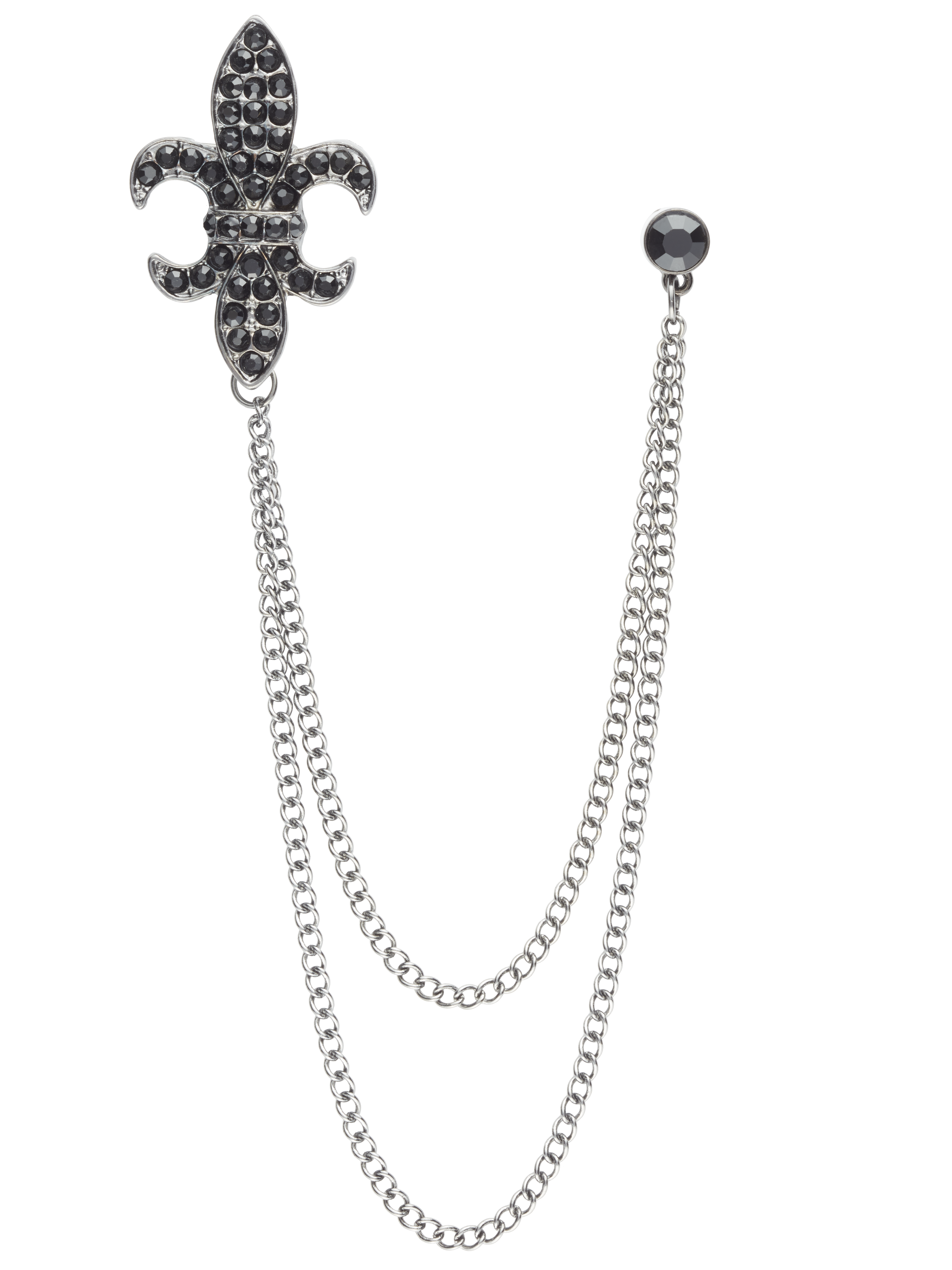 Fleur De Lys Tassel Chain Lapel Pin