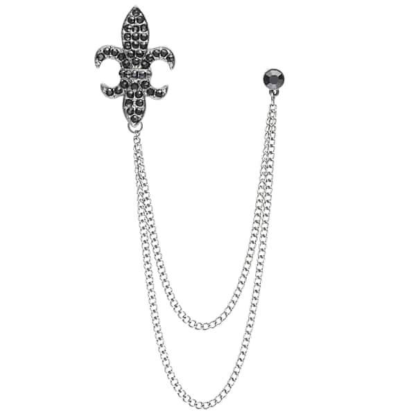 Pronto Uomo Men's Fleur De Lys Tassel Chain Lapel Pin Gunmetal - Size: One Size - Only Available at Men's Wearhouse TMW85FB80027