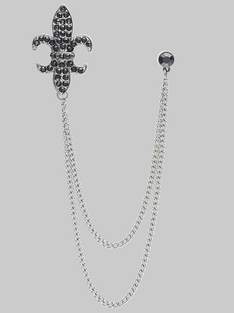 Pronto Uomo Fleur De Lys Tassel Chain Lapel Pin