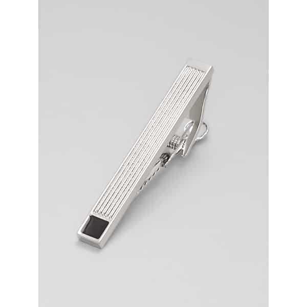 Pronto Uomo Men's Enamel Tipped Grooved Tie Bar Black - Size: One Size - Only Available at Men's Wearhouse