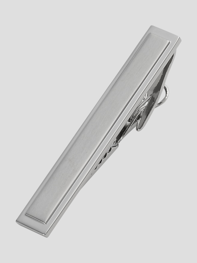 Pronto Uomo Men's Matte and Shiny Tie Bar , Silver / Metallic