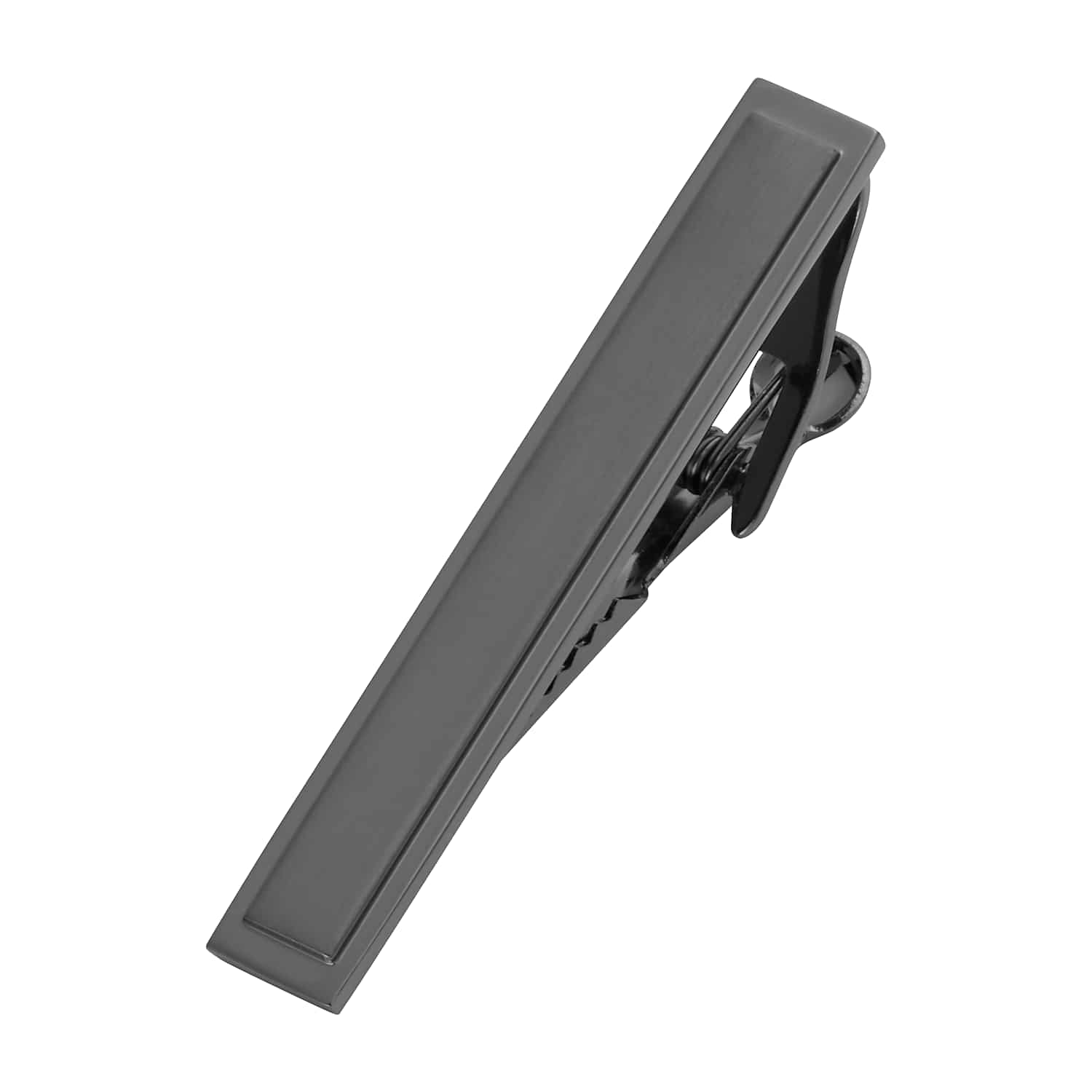 Pronto Uomo Matte and Shiny Tie Bar in Gunmetal Grey – Minimalist Men’s Tie Clip, One Size