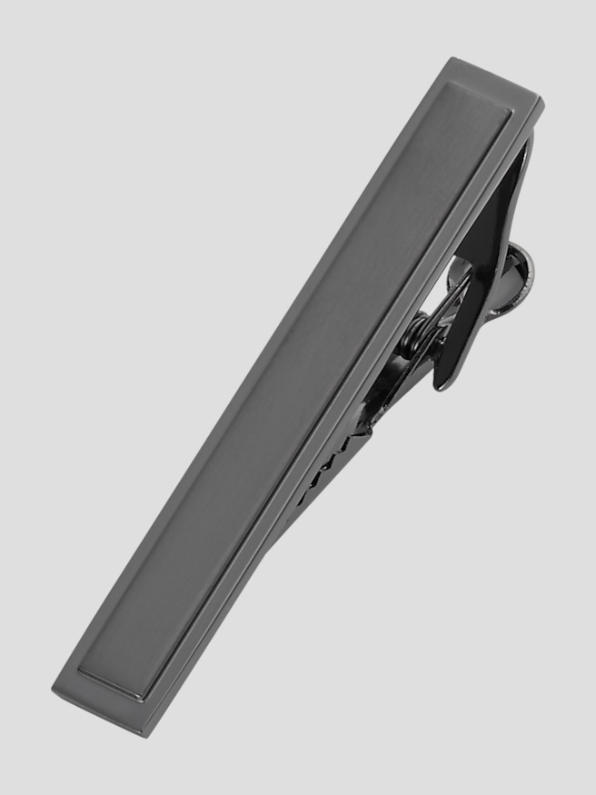Pronto Uomo Men's Matte and Shiny Tie Bar , Gunmetal Grey / Metallic