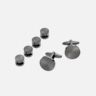 Pronto Uomo Round Spiral Gunmetal Cufflinks & Studs Set