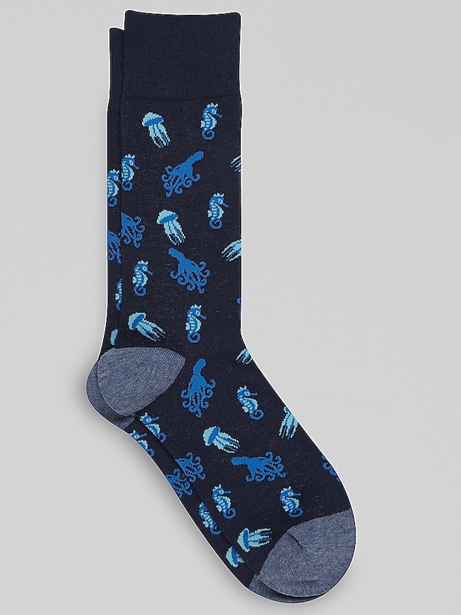 Egara Men's Underwater Ocean Socks , Denim Heather / Blue