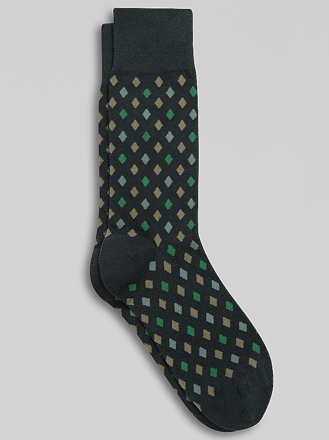Egara Men's Diamond Dress Socks, 1-Pair , Green Gables