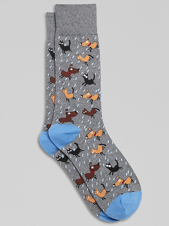 Egara Men's Raining Cats & Dogs Socks , Med Hthr Grey / Gray