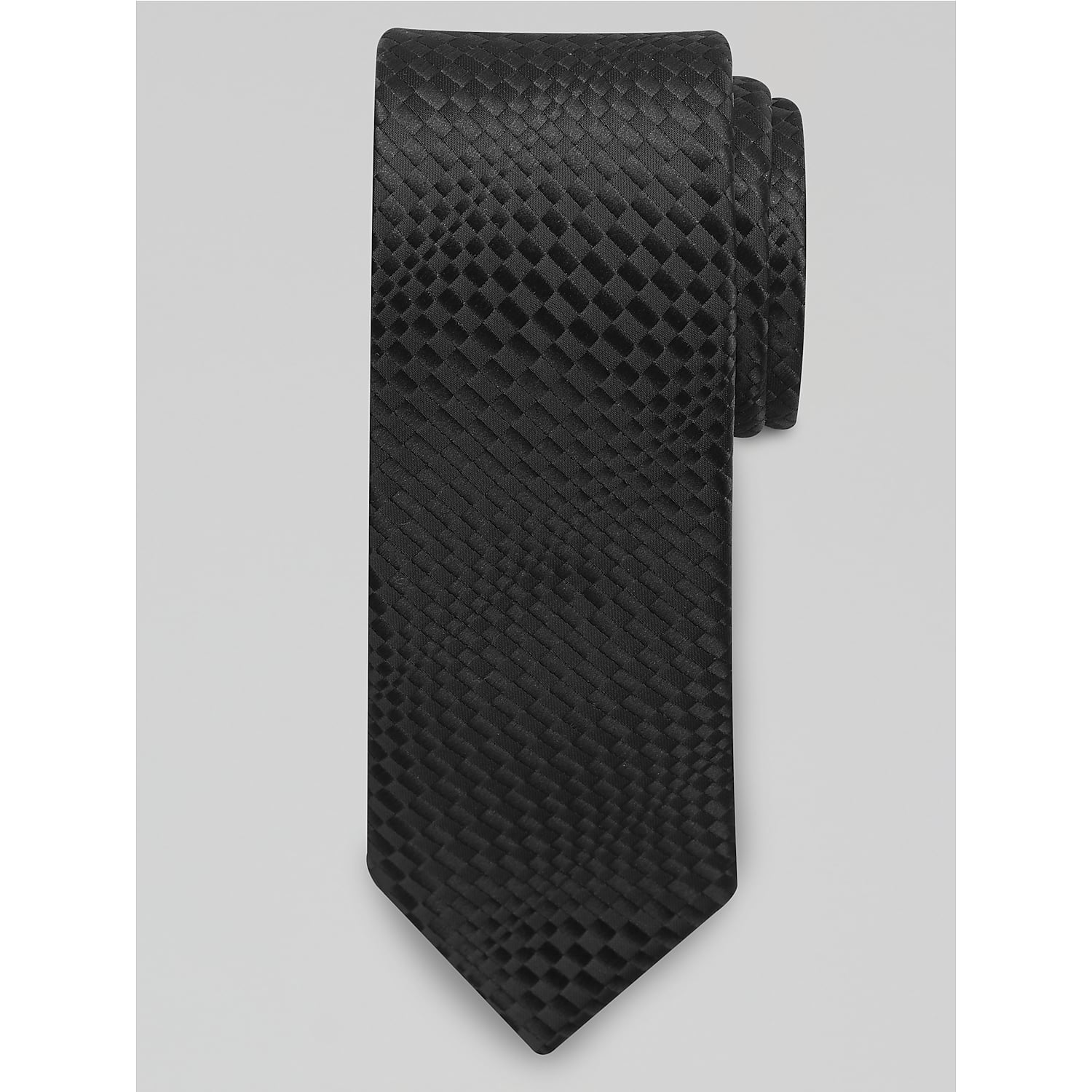 Egara Narrow Black Tie for Men in Classic Black – Skinny One Size Necktie for Work, Funerals and Formal Events