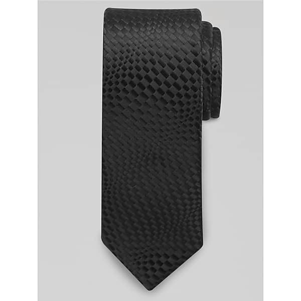 Egara Narrow Black Tie for Men in Classic Black – Skinny One Size Necktie for Work, Funerals and Formal Events