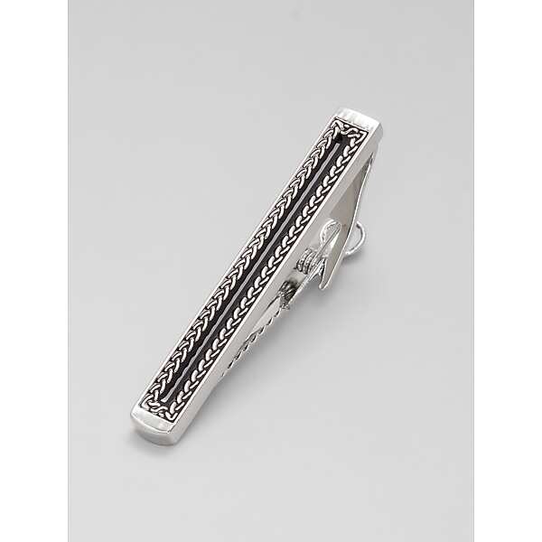 Pronto Uomo Men's Enamel Chain Border Tie Bar Silver - Size: One Size - Only Available at Men's Wearhouse