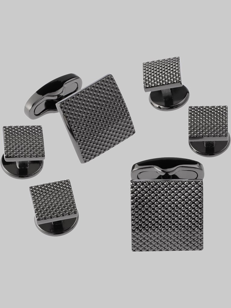 BLACK by Vera Wang Square Gunmetal Cufflinks & Studs Set