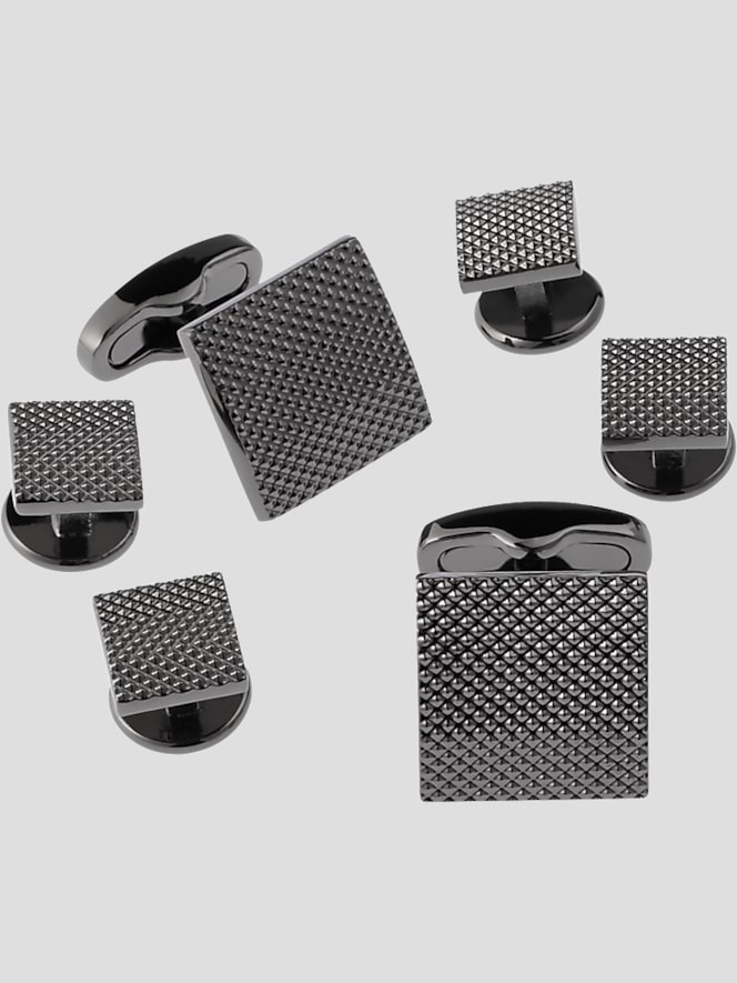 BLACK by Vera Wang Square Gunmetal Cufflinks & Studs Set