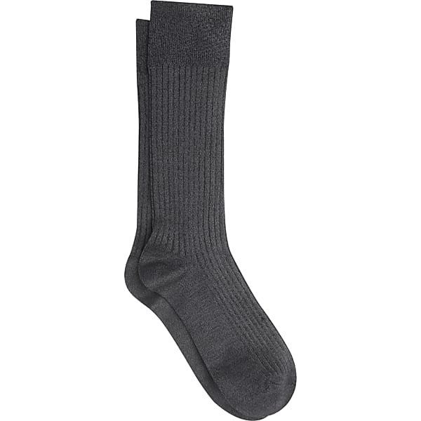 Joseph Abboud Men's Solid Dress Socks, 1-Pair Charcoal Ribbed