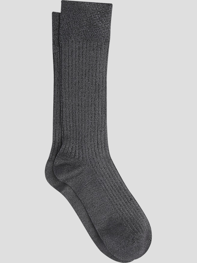 Joseph Abboud Men's Solid Dress Socks, 1-Pair , Charcoal Ribbed / Gray