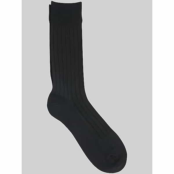 BLACK by Vera Wang Men's Solid Mercerized Cotton Seamless Toe Dress Sock, 1-pair Black - Size: One Size