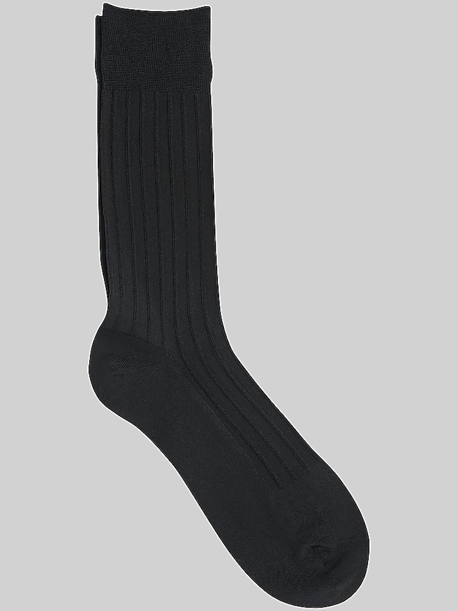  Black by Vera Wang Men's Solid Mercerized Cotton Seamless Toe Dress Sock, 1-pair , Black